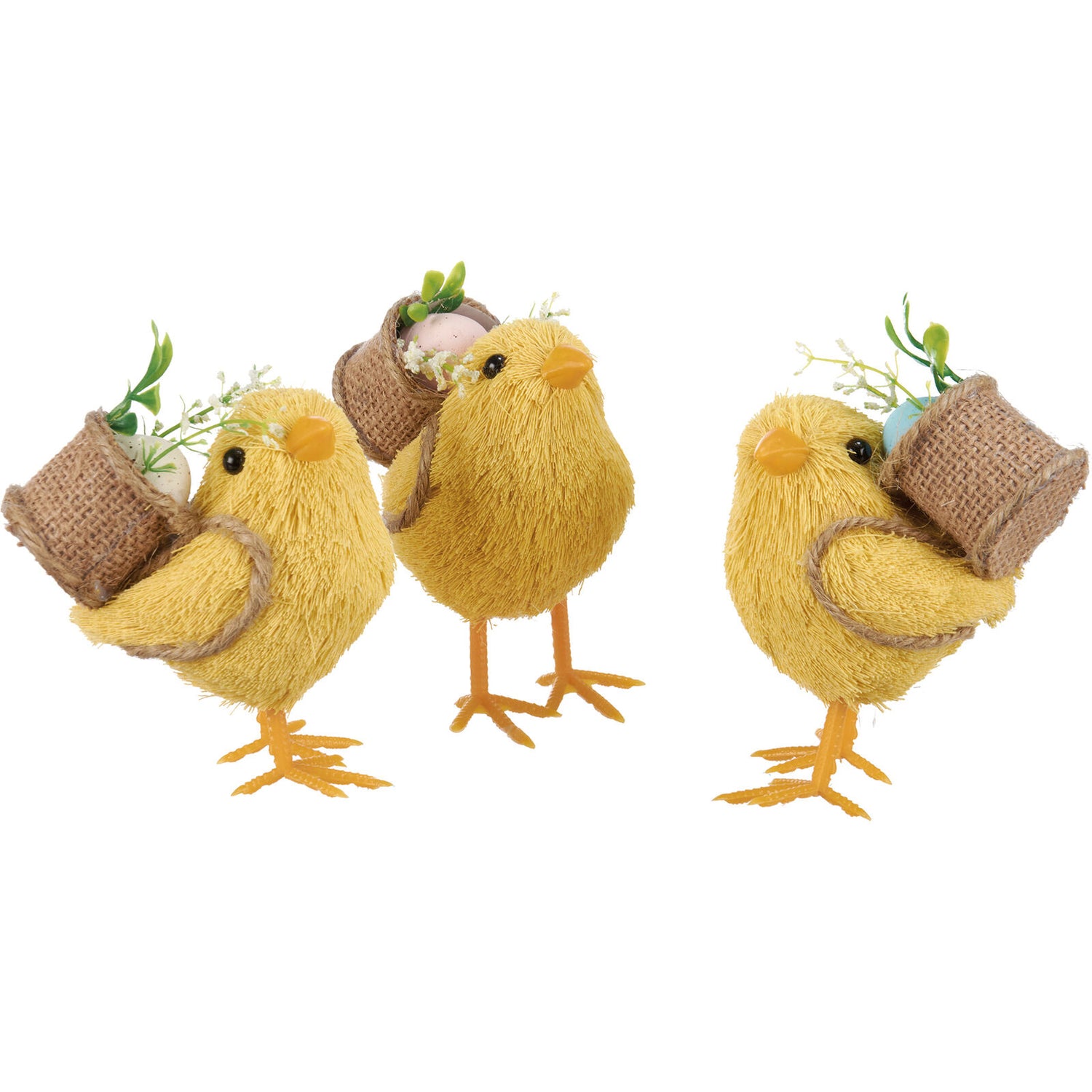 Easter Spring 3 pc Farmhouse Chicks w/ Easter Egg Baskets - The Primitive Pineapple Collection