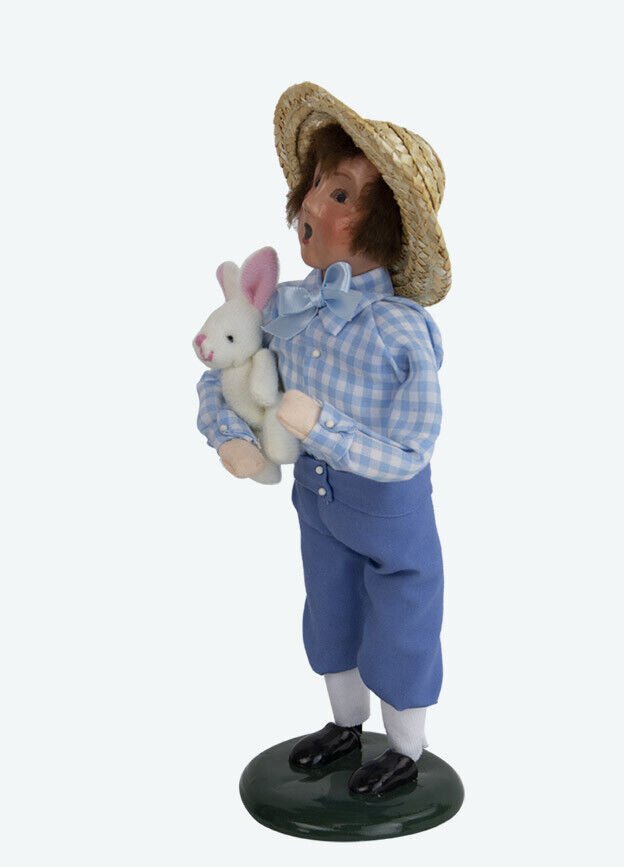 Primitive Colonial Byers Choice Easter Boy w/ White Bunny Caroler 2023 New - The Primitive Pineapple Collection