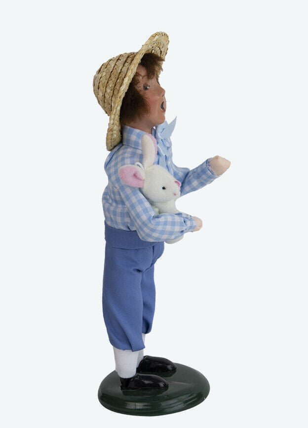 Primitive Colonial Byers Choice Easter Boy w/ White Bunny Caroler 2023 New - The Primitive Pineapple Collection