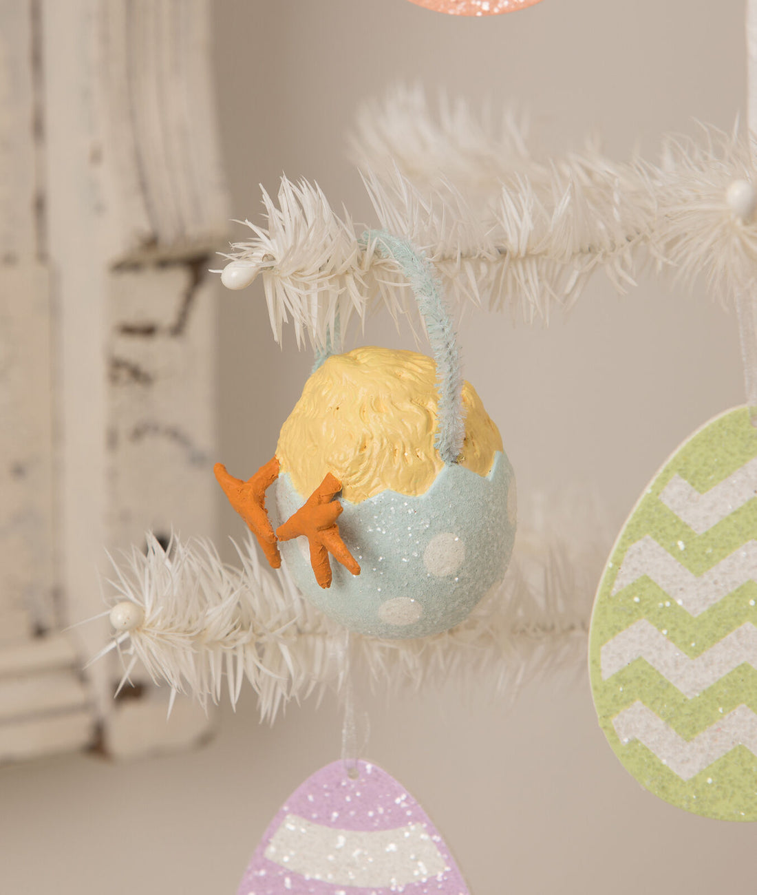 Bethany Lowe Easter Spring Chickie Tail Egg Ornament - The Primitive Pineapple Collection