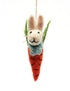Primitive/Country Spring Felt Easter Bunny in Carrot Ornament 4" - The Primitive Pineapple Collection