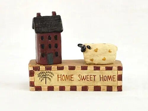 Primitive Farmhouse Home Sweet Home Sheep Saltbox House Block Shelf Sitter - The Primitive Pineapple Collection