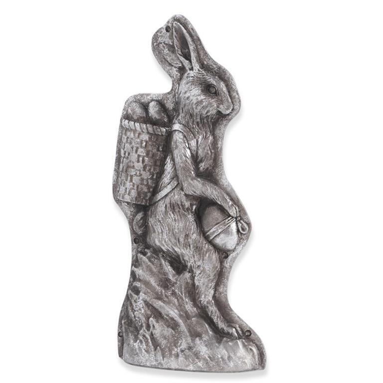 Primitive Farmhouse Faux 11.25&quot; Embossed Chocolate Bunny Mold Shelf Sitter - The Primitive Pineapple Collection