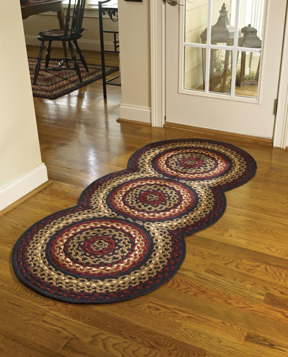 Primitive/Country Folk Art Braided Colonial Rug Runner 30" X 72” - The Primitive Pineapple Collection