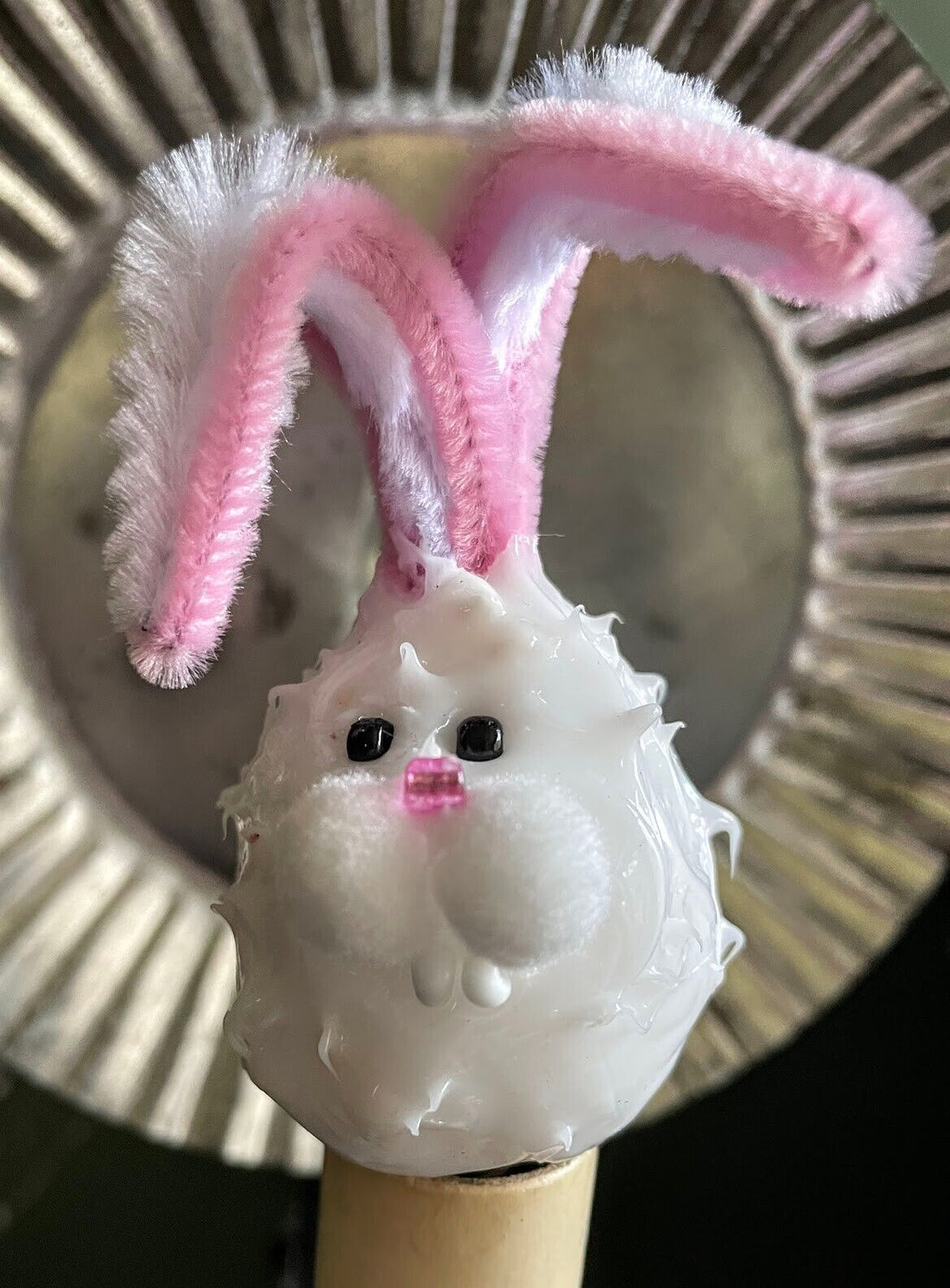 Spring Easter Whimsical Hand-dipped White Bunny Head Silicone Bulb Reusable - The Primitive Pineapple Collection