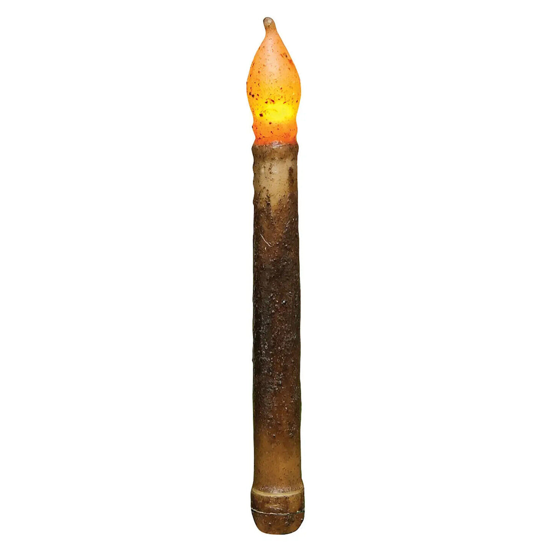 Primitive/Country 9&quot; Burnt Mustard Flicker Taper Candle Timer - The Primitive Pineapple Collection