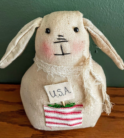 Primitive Handmade USA Spring Bunny/Rabbit Shelf Tuck 5&quot; Farmhouse Folk Art - The Primitive Pineapple Collection