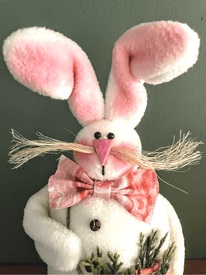 Primitive Handmade Spring &quot;Benny&quot; Bunny/Rabbit Doll 10.5&quot; Carrots Shelf Tuck - The Primitive Pineapple Collection