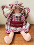 Primitive Farmhouse 12" Red Plaid Angel Rag Doll w/ Bless Our Home Pillow - The Primitive Pineapple Collection