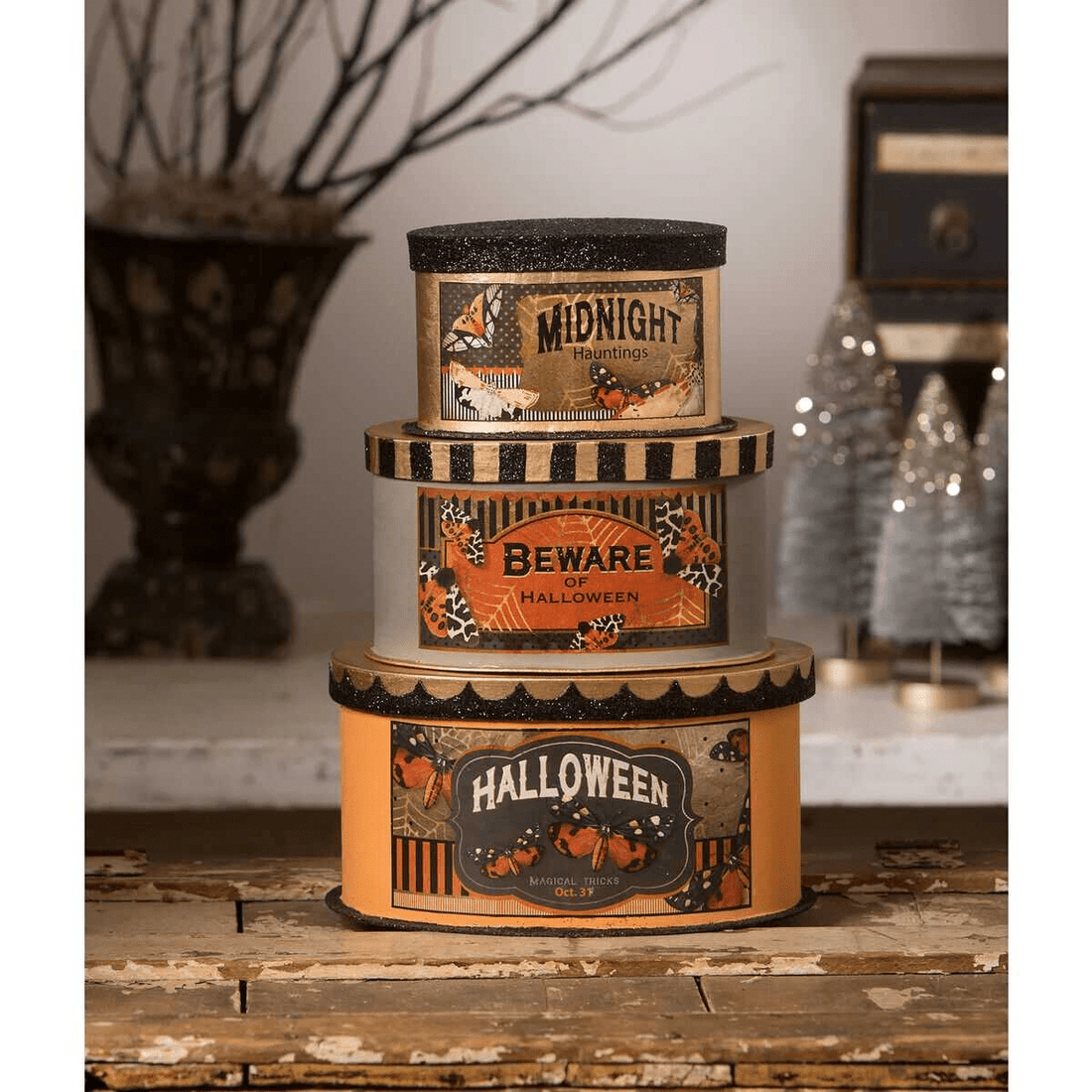 Bethany Lowe 2023 Halloween 3 Pc Moth Boxes TL2353 - The Primitive Pineapple Collection