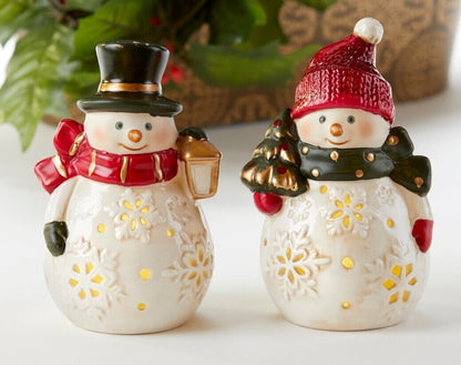 Christmas / Holiday Light up 2 pc set 5 LED Porcelain Snowman Figurin –  The Primitive Pineapple Collection
