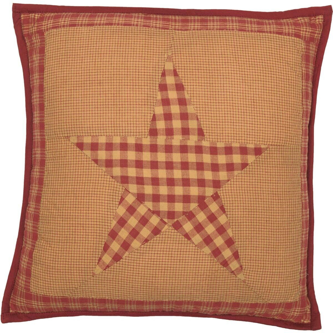 Primitive Farmhouse 9 Star Patch Quilted Accent Pillow w/ Fill 16x16" - The Primitive Pineapple Collection