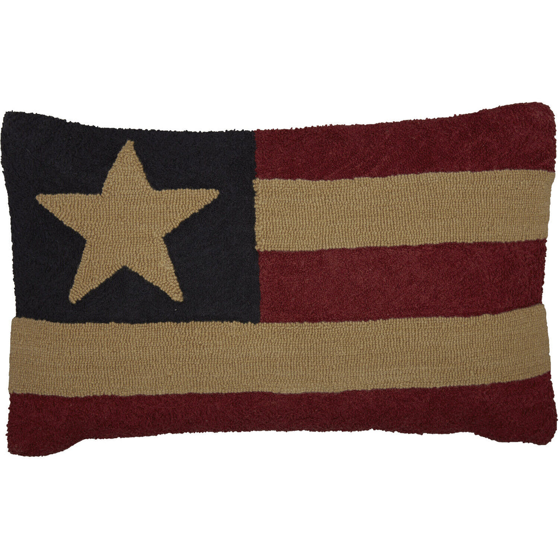 Primitive/Country Patriotic Flag Stars and Stripes Hooked Pillow 14x22 - The Primitive Pineapple Collection