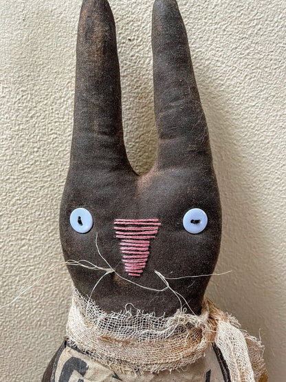 Primitive Easter Spring Cadbury Bunny Chocolate Stump Doll 12&quot; - The Primitive Pineapple Collection