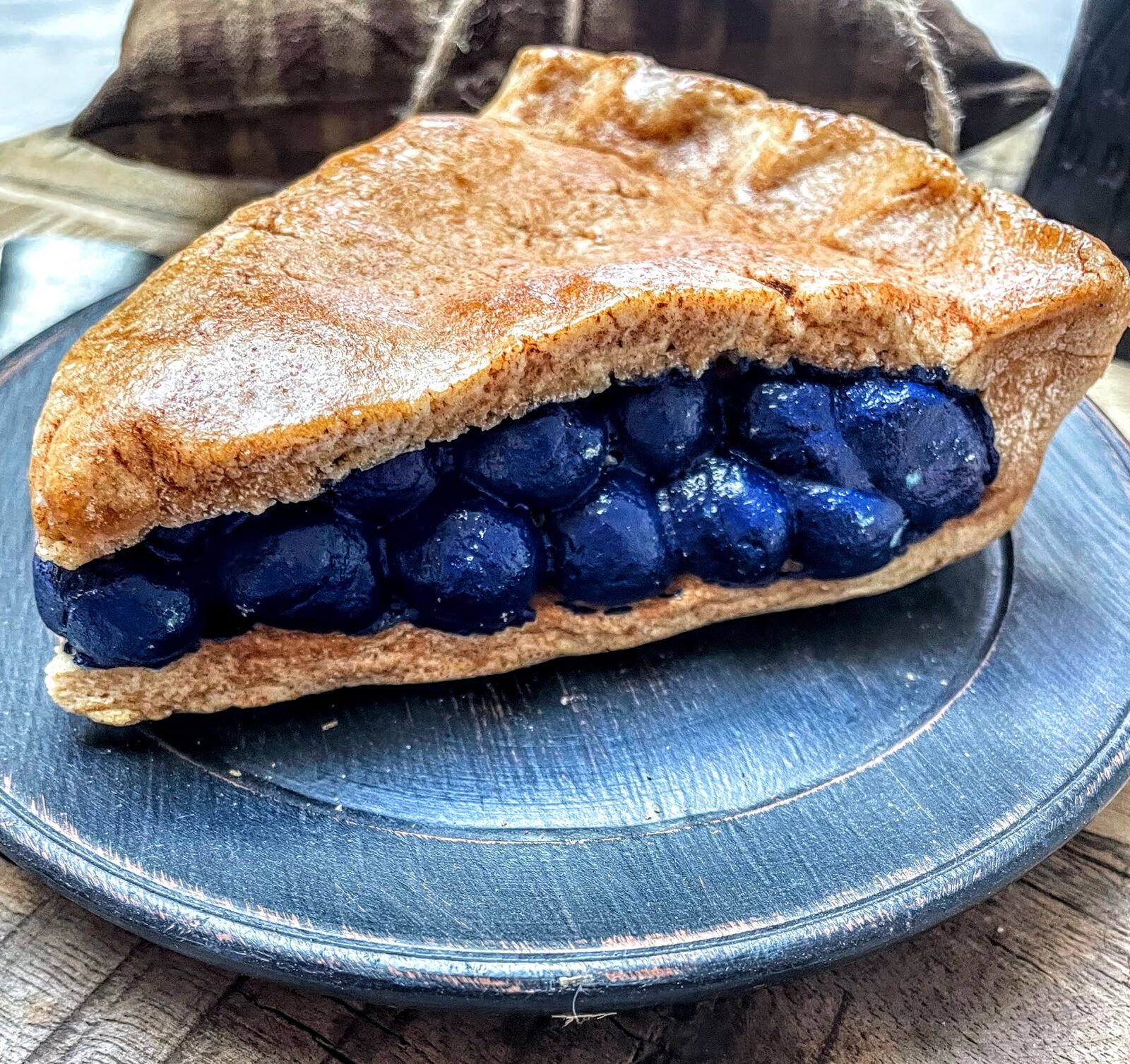 Primitive Farmhouse Handcrafted Faux Blueberry Pie Slice - The Primitive Pineapple Collection