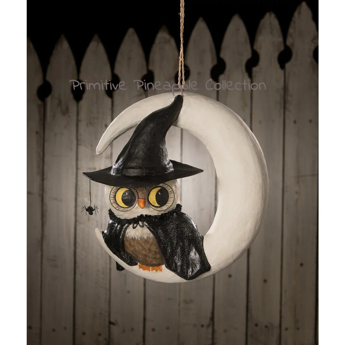 Bethany Lowe Halloween 2023 13" Large Witchy Owl On Moon TJ2305 - The Primitive Pineapple Collection