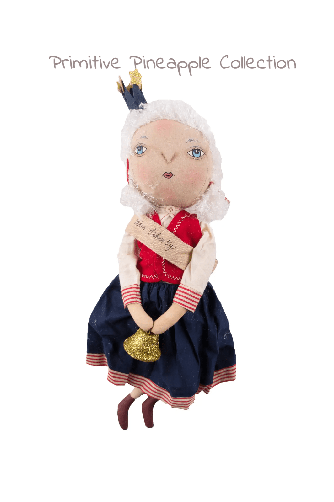 Primitive Folk art Americana Patriotic Miss Liberty Doll Joe Spencer 15&quot; - The Primitive Pineapple Collection