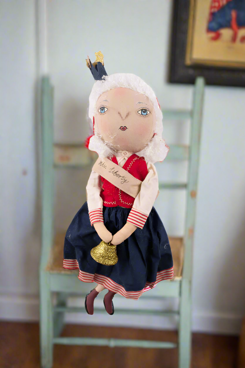 Primitive Folk art Americana Patriotic Miss Liberty Doll Joe Spencer 15" - The Primitive Pineapple Collection