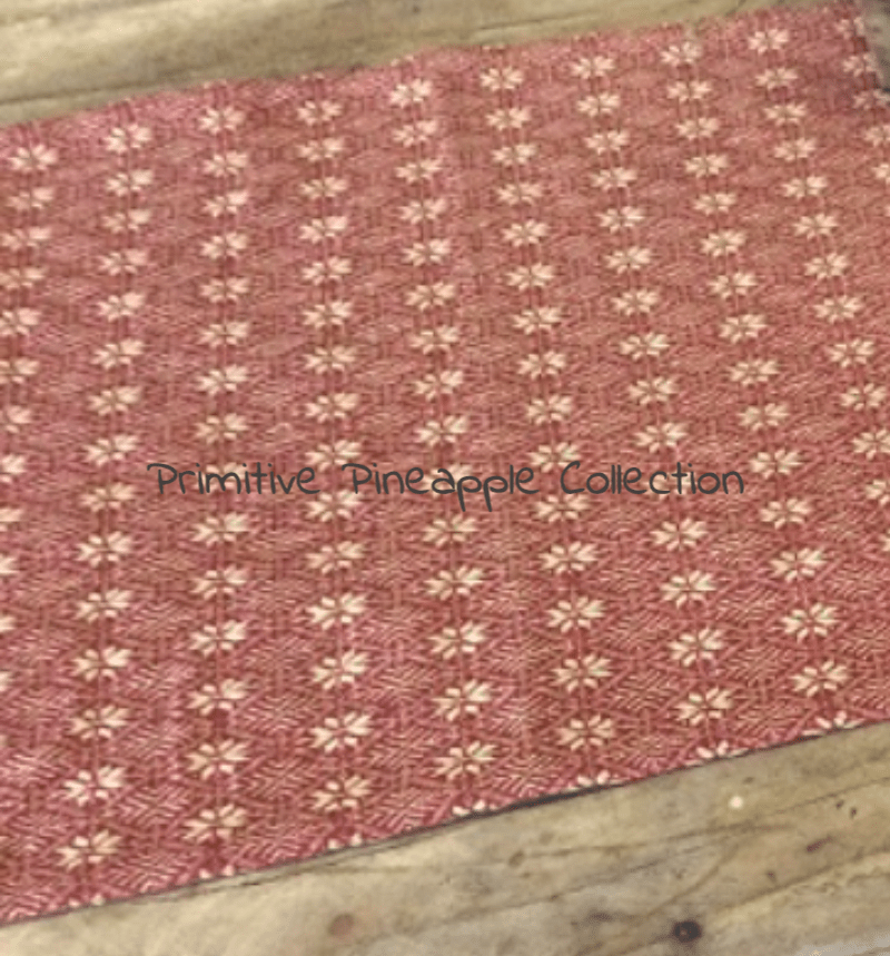 Primitive Packville Rose Cranberry Linen Color 34&quot; Square Table Topper - The Primitive Pineapple Collection