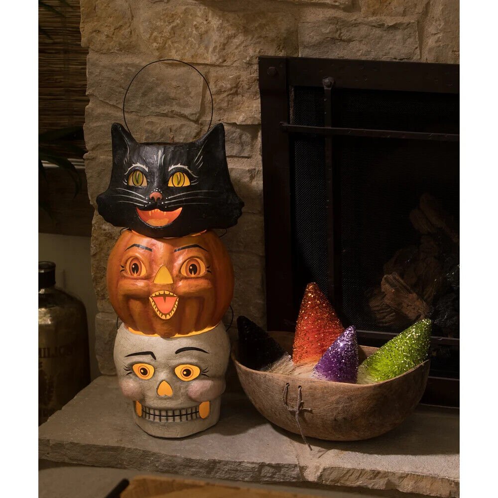 Bethany Lowe Halloween New 2023 Silly Skelly Bucket TJ2312 Luminary - The Primitive Pineapple Collection