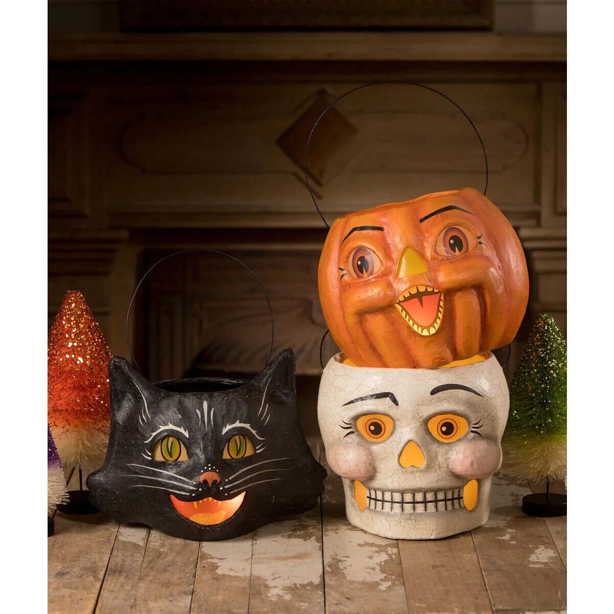 Bethany Lowe Halloween New 2023 Amusing Black Bucket TJ23143 Luminary - The Primitive Pineapple Collection