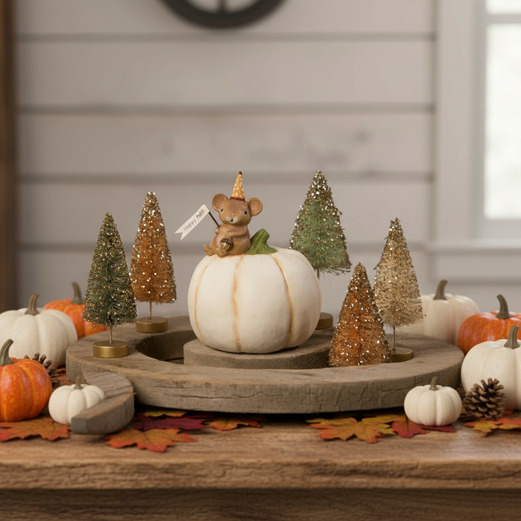 Bethany Lowe Halloween New 2023 Happy Fall Mouse On Pumpkin MA2078 - The Primitive Pineapple Collection