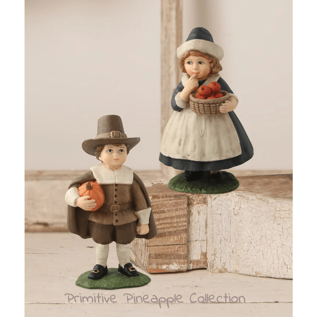 Bethany Lowe Fall Thanksgiving 2 pc Pilgrim Children TD6064S - The Primitive Pineapple Collection