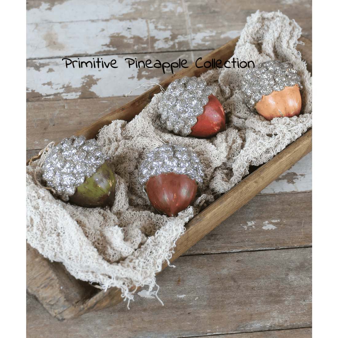Bethany Lowe Fall Thanksgiving 4 pc Glitter Acorn Ornies TF1269 - The Primitive Pineapple Collection
