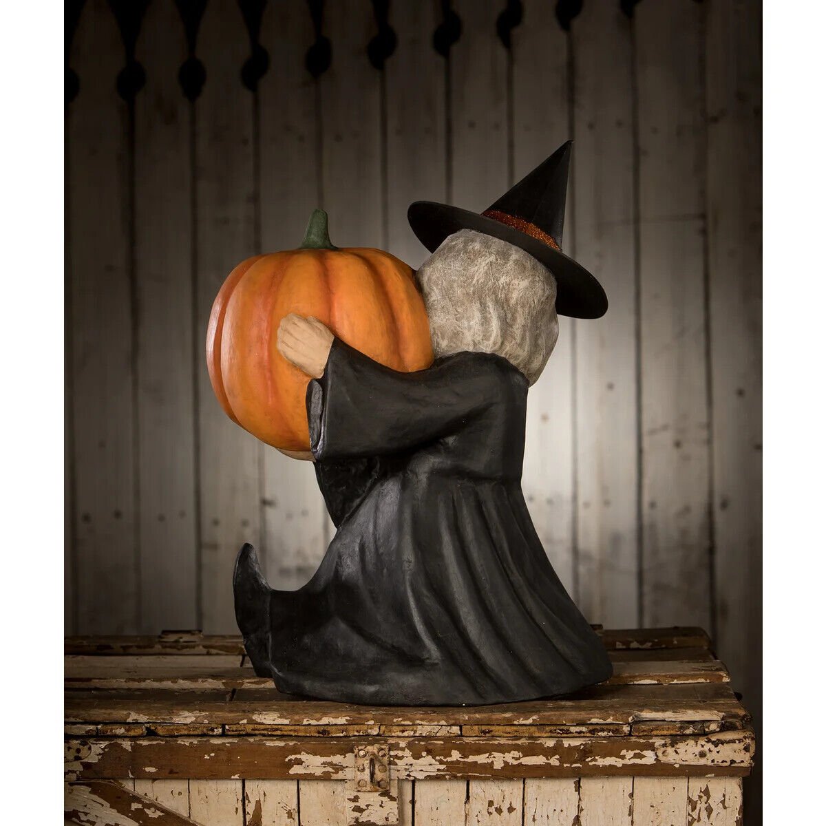 Bethany Lowe Halloween New 2023 Witch w/ Large Pumpkin Luminary TJ2325 - The Primitive Pineapple Collection