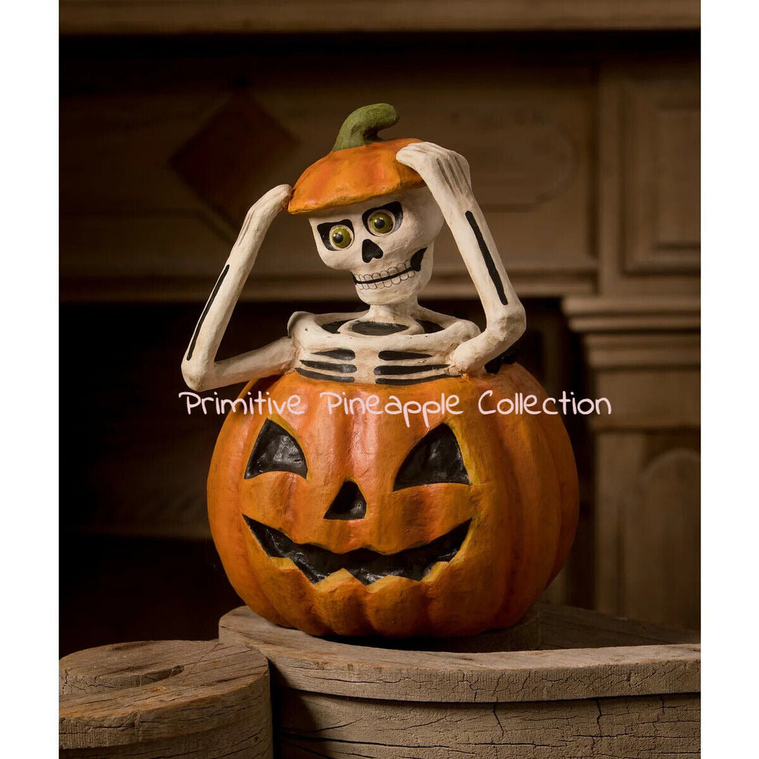 Bethany Lowe Halloween Pop Up Skelly in Jack O Lantern TJ2309 - The Primitive Pineapple Collection