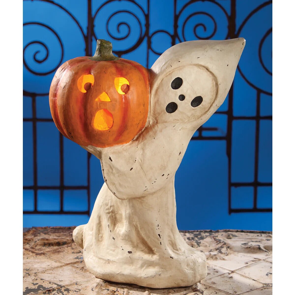 Bethany Lowe Halloween Ghost With Pumpkin Large TJ4227 - The Primitive Pineapple Collection