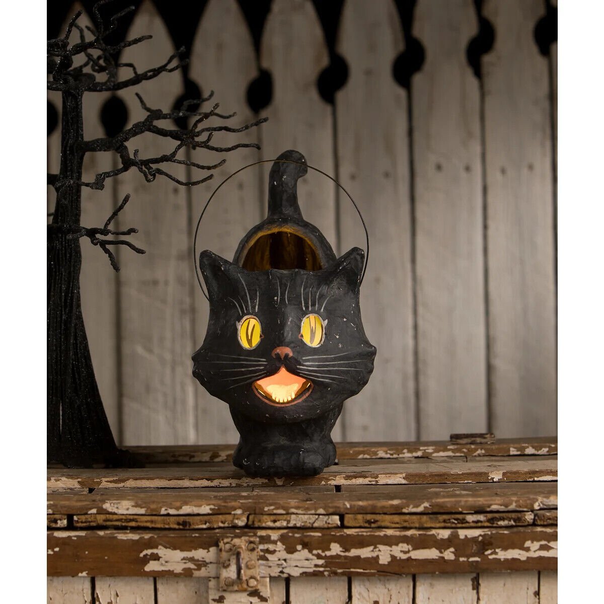 Bethany Lowe Halloween Scaredy Scaredy Sassy Cat Bucket TJ1335 - The Primitive Pineapple Collection