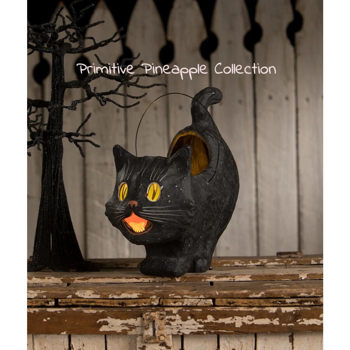 Bethany Lowe Halloween Scaredy Scaredy Sassy Cat Bucket TJ1335 - The Primitive Pineapple Collection