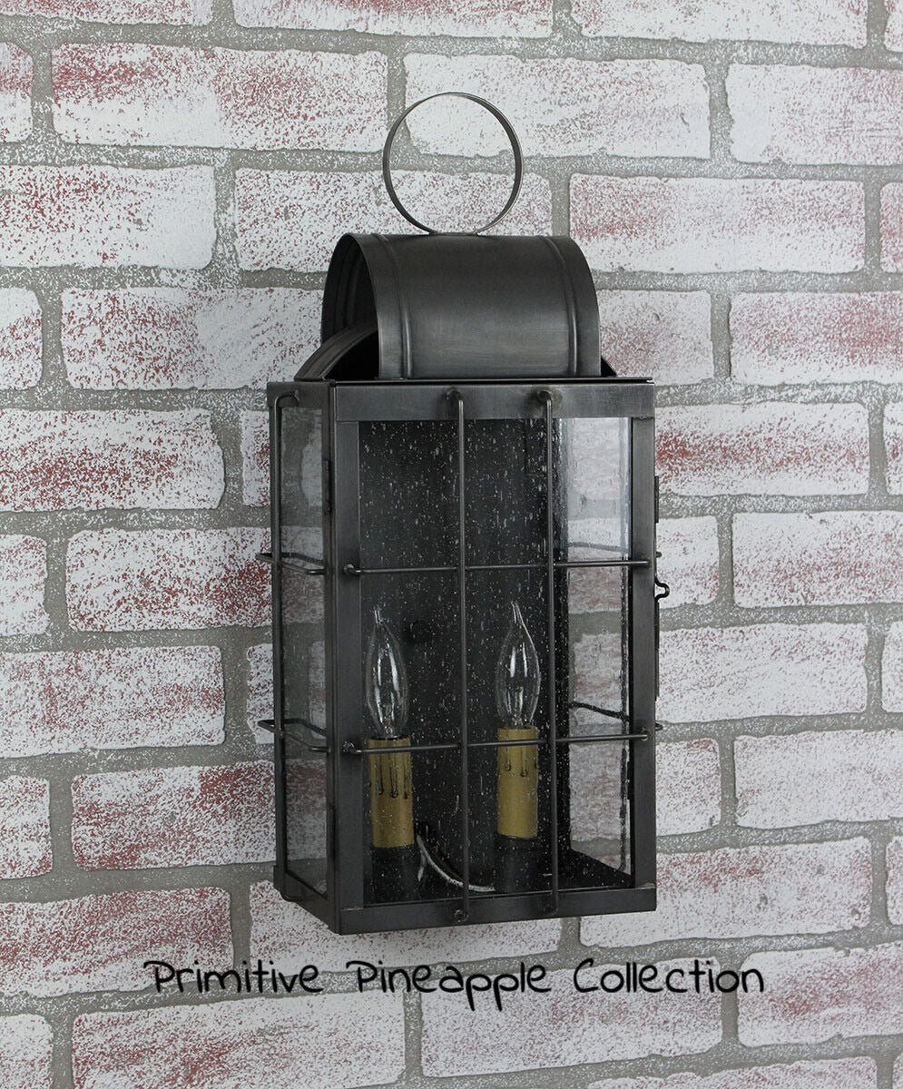 Colonial Handcrafted USA Danbury Outdoor Electric 17.5 &quot; Wall Lantern - The Primitive Pineapple Collection