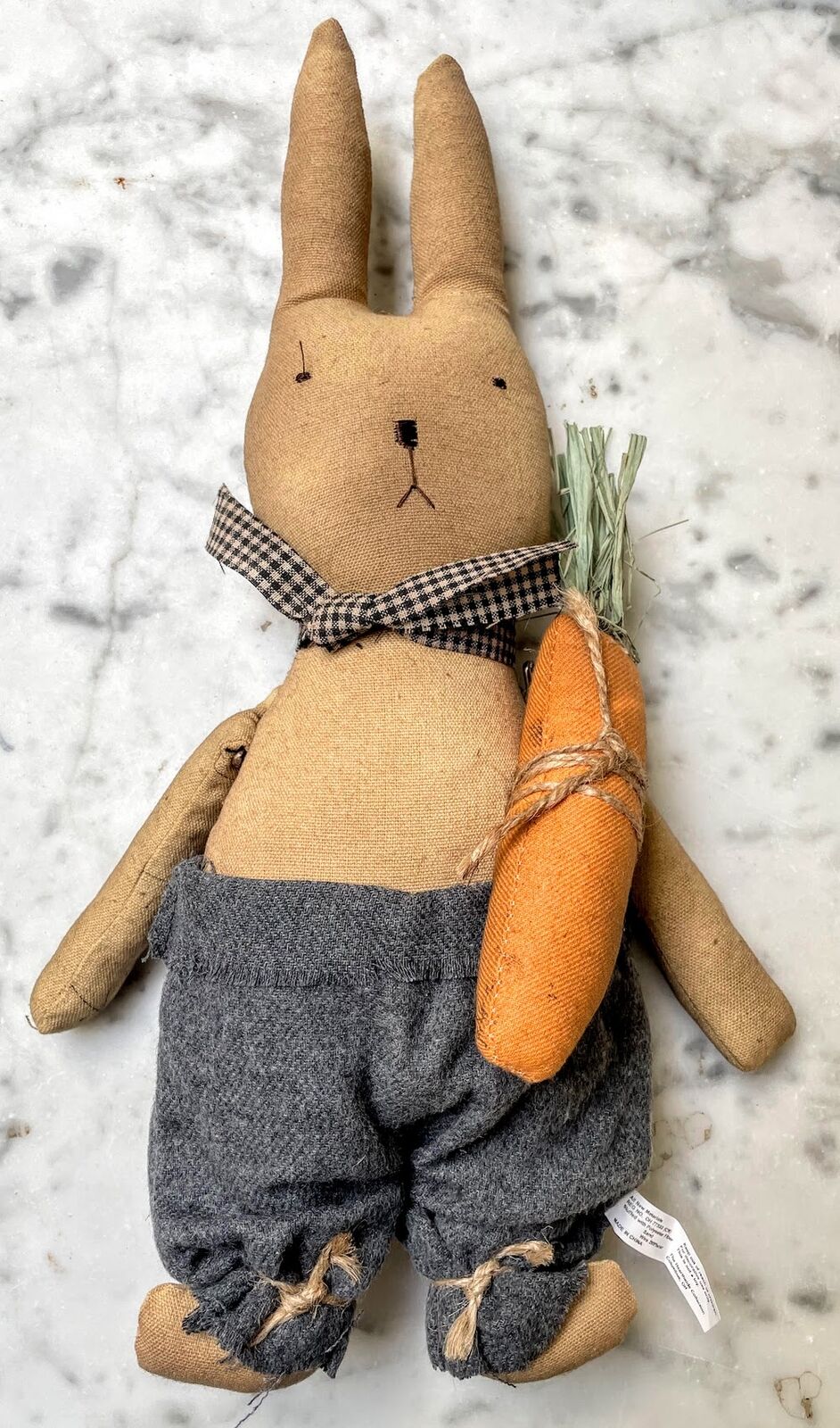 Primitive Easter Spring Bunny w/ Carrots Doll 15.5&quot; READ DESCRIPTION - The Primitive Pineapple Collection