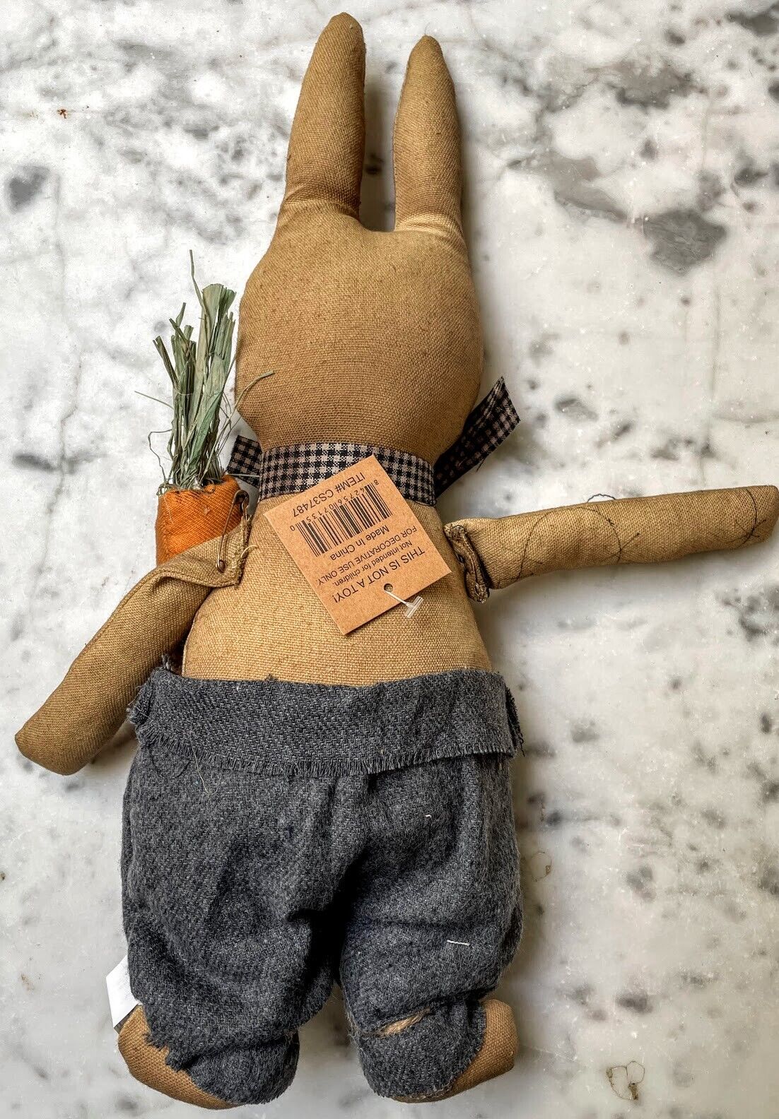 Primitive Easter Spring Bunny w/ Carrots Doll 15.5&quot; READ DESCRIPTION - The Primitive Pineapple Collection