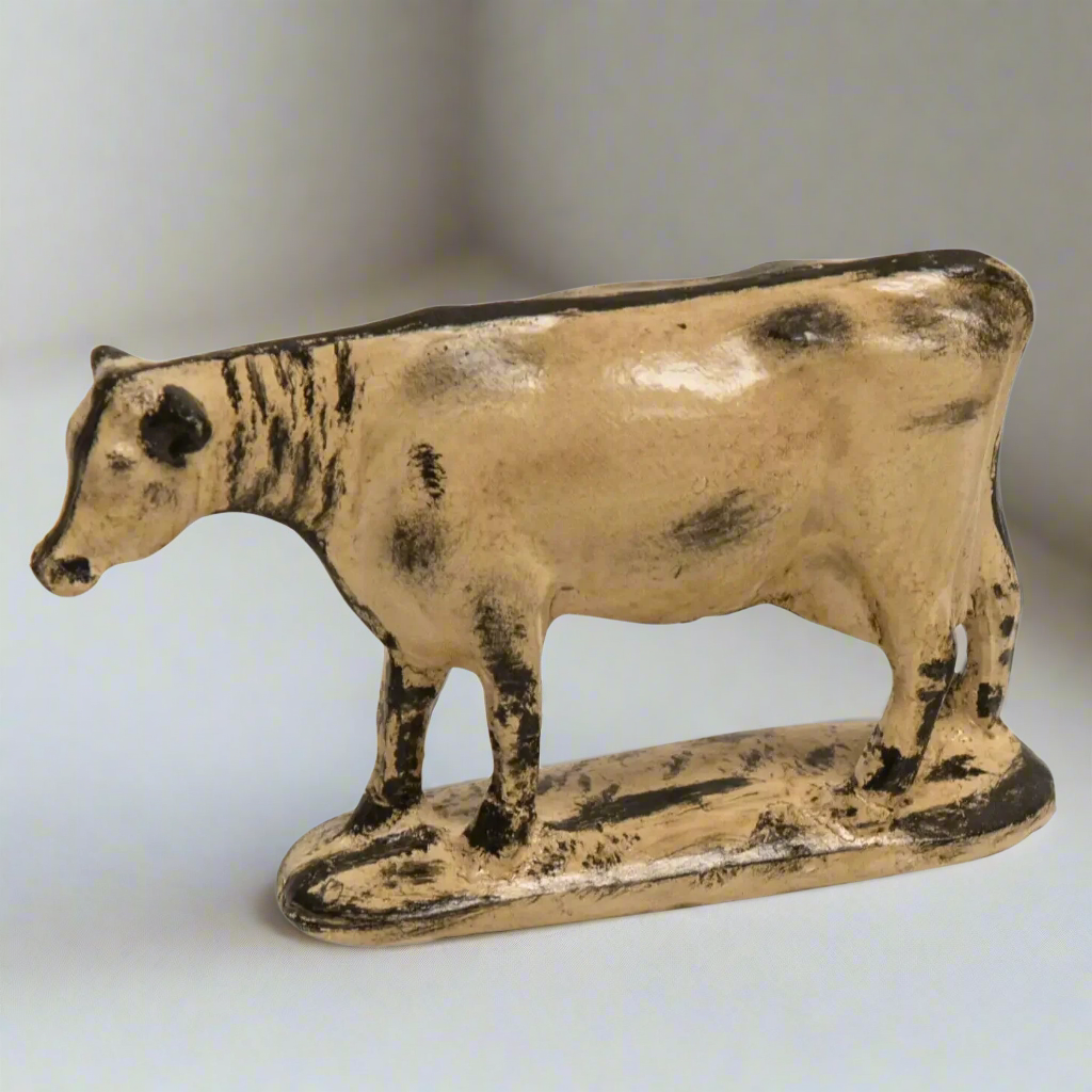 Primitive Country Reproduction Vintage Look 2.5" Small Resin Holstein Cow Figurine