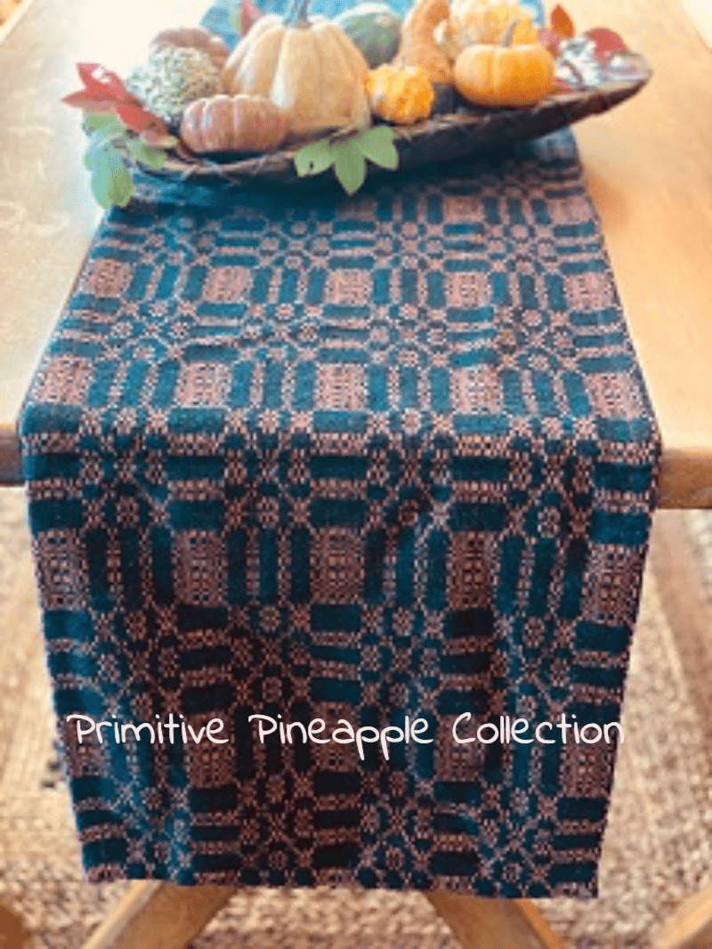 PrimitiveBayberry Weave Pumpkin and Black Color 34" Square Table Topper - The Primitive Pineapple Collection