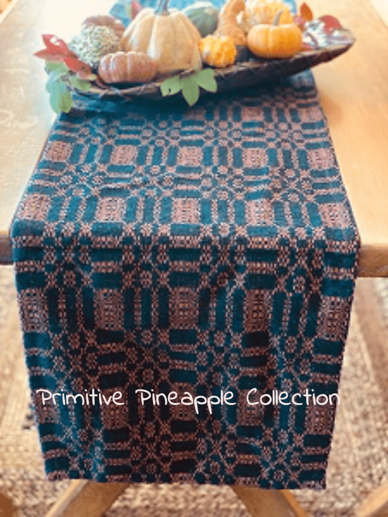 PrimitiveBayberry Weave Pumpkin and Black Color 34&quot; Square Table Topper - The Primitive Pineapple Collection