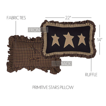 Primitive Farmhouse. Heritage Farms Primitive Stars Pillow 14x22 w/ Fill - The Primitive Pineapple Collection