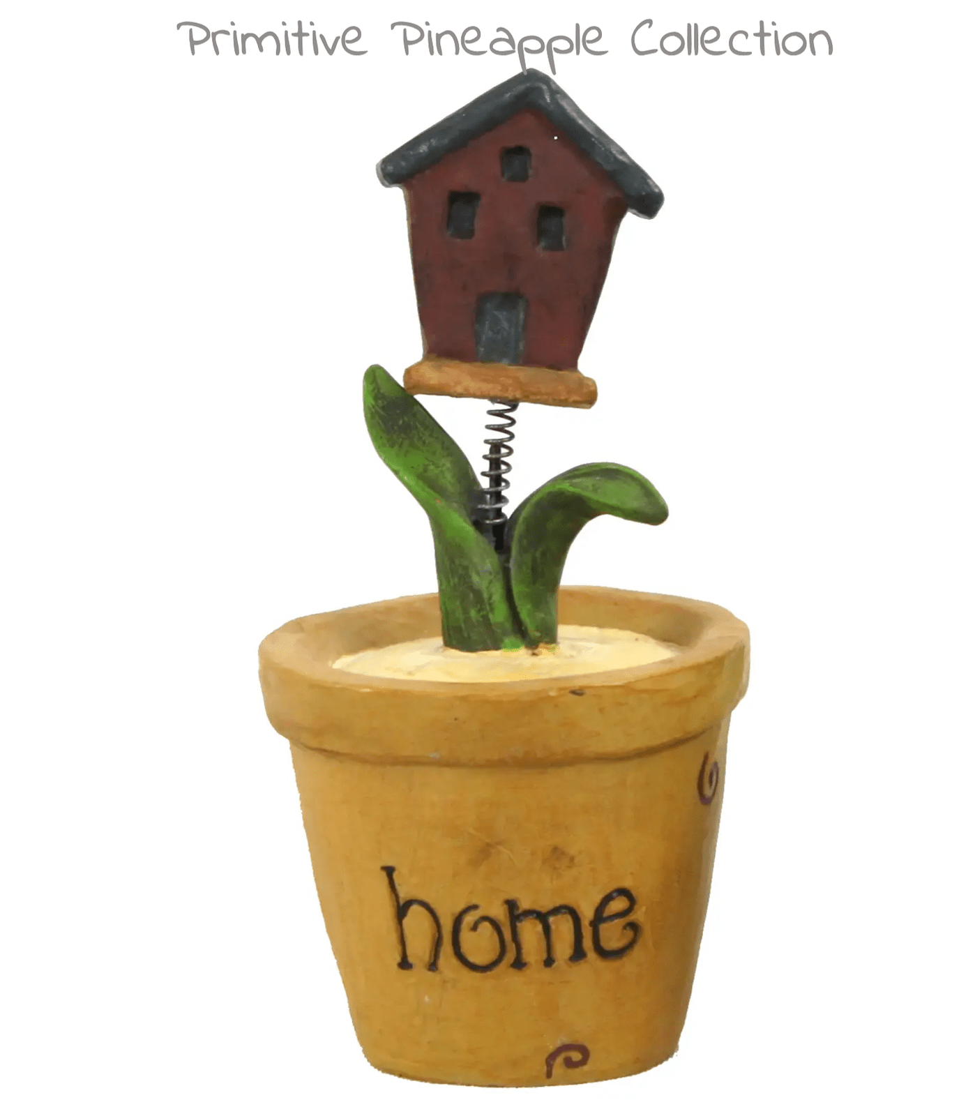 Primitive Country 4.5&quot; Home Saltbox House Flower Pot Shelf Sitter Folk Art - The Primitive Pineapple Collection
