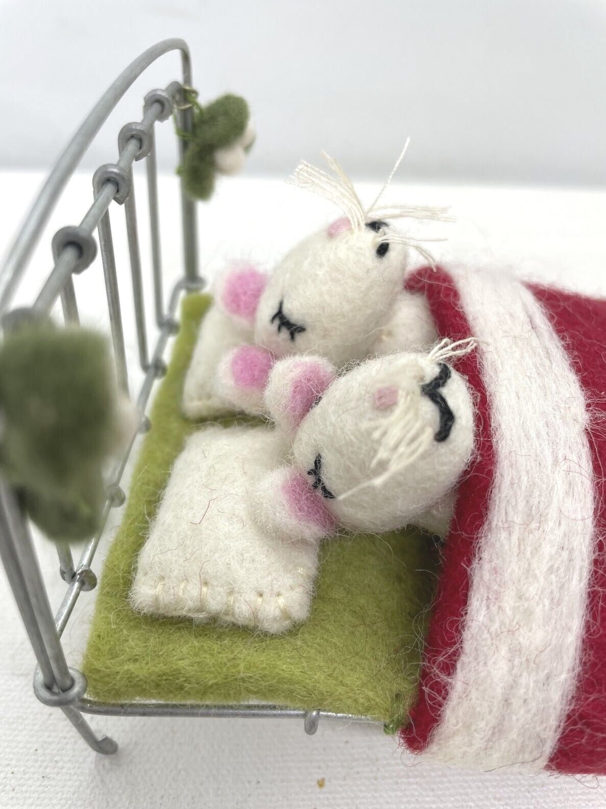 Primitive Farmhouse Christmas Felted Mice in Bed waiting on Santa Handcrafted - The Primitive Pineapple Collection