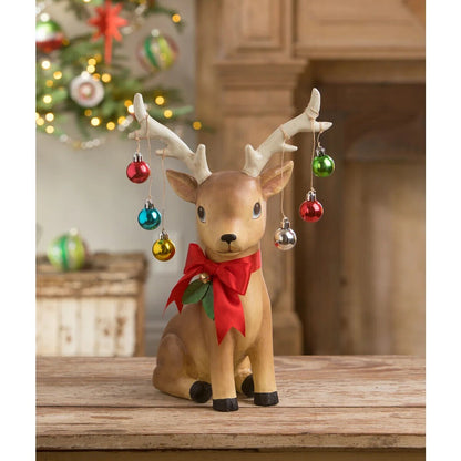 Bethany Lowe Christmas 2023 Ornamental Reindeer 16&quot; TJ2337 AUGUST - The Primitive Pineapple Collection