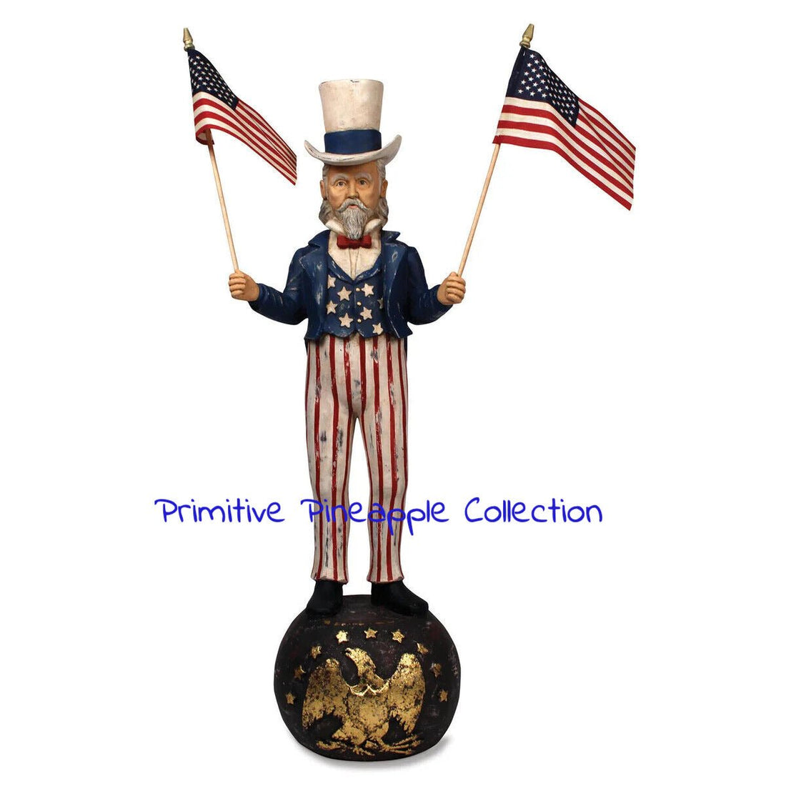 Bethany Lowe Patriotic Large Uncle Sam w/ Flags Figurine TJ2401 - The Primitive Pineapple Collection