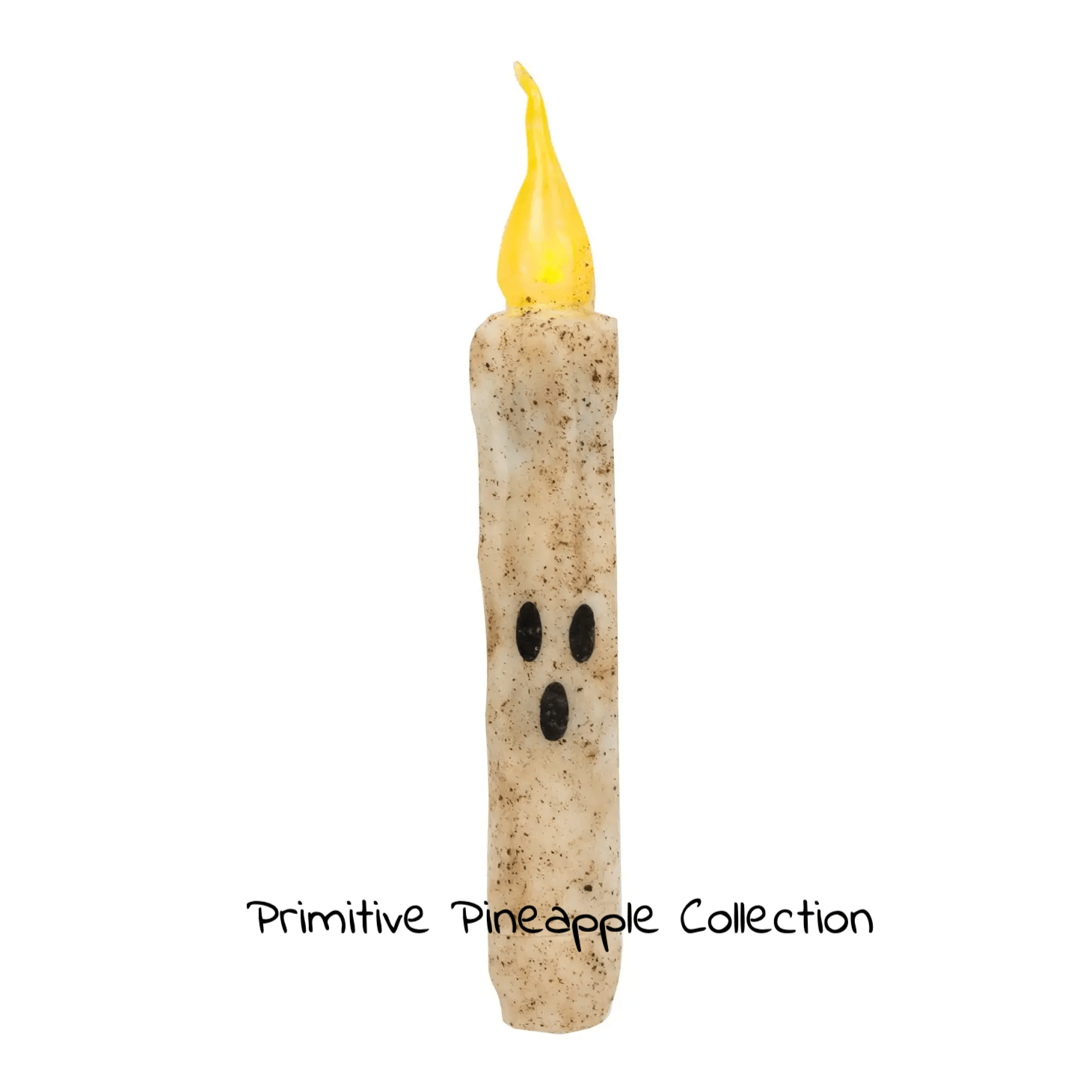 Primitive Country Halloween Grungy Ghost 6&quot; Taper Candle Timer - The Primitive Pineapple Collection