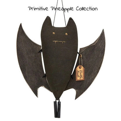 Primitive Bella Bat Halloween Ornament with Wood Wings | Folk Art Decor