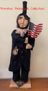 Primitive Early American Hand Sculpted Abraham Lincoln Clay Face Doll Stand 27" - The Primitive Pineapple Collection