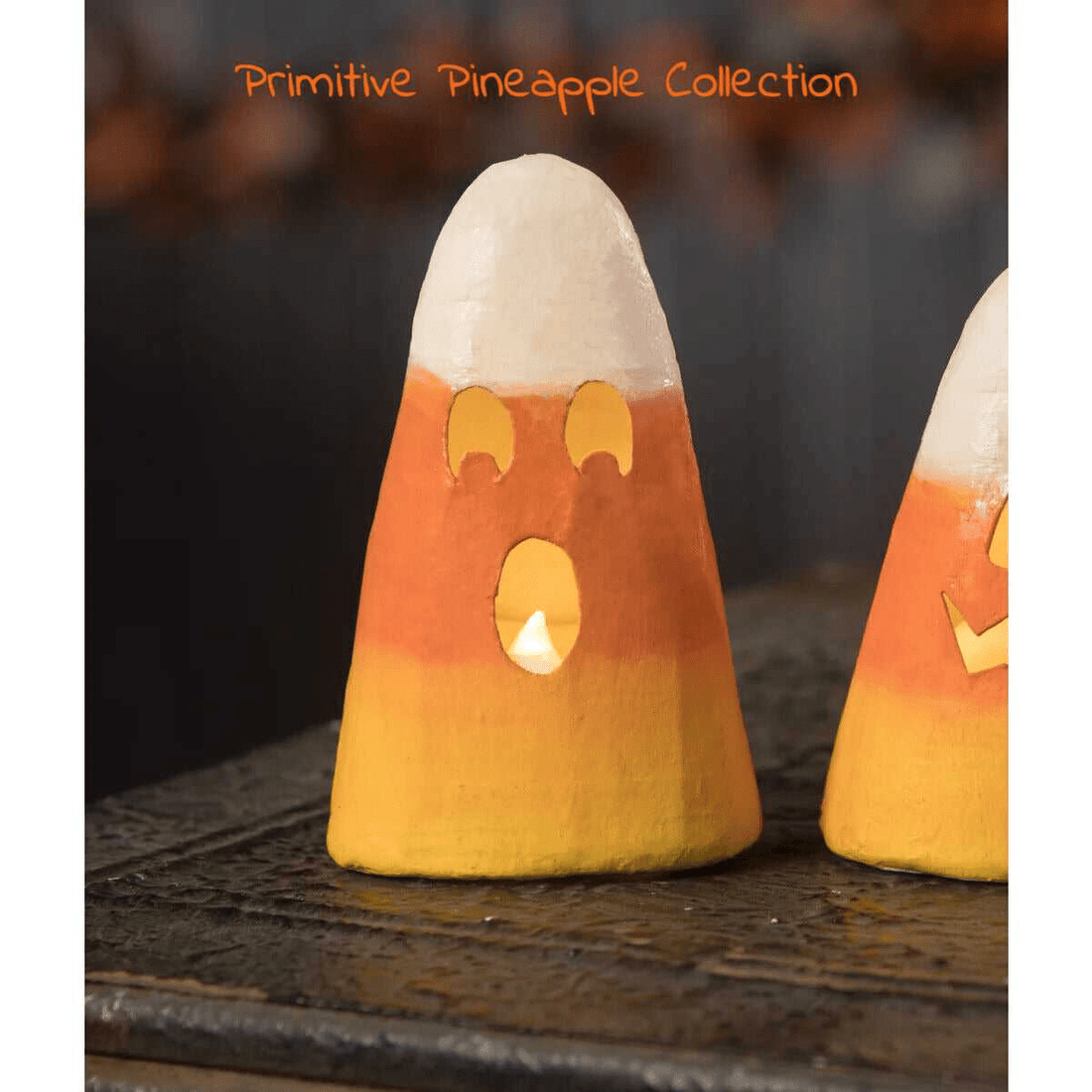 Bethany Lowe 2023 Halloween Surprised Candy Corn Small Luminary TF2254 - The Primitive Pineapple Collection
