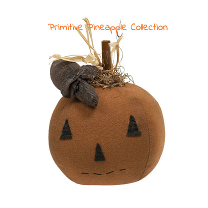 Primitive Farmhouse Halloween Fabric Jack O Lantern Pumpkin with Mouse 6.5&quot; - The Primitive Pineapple Collection