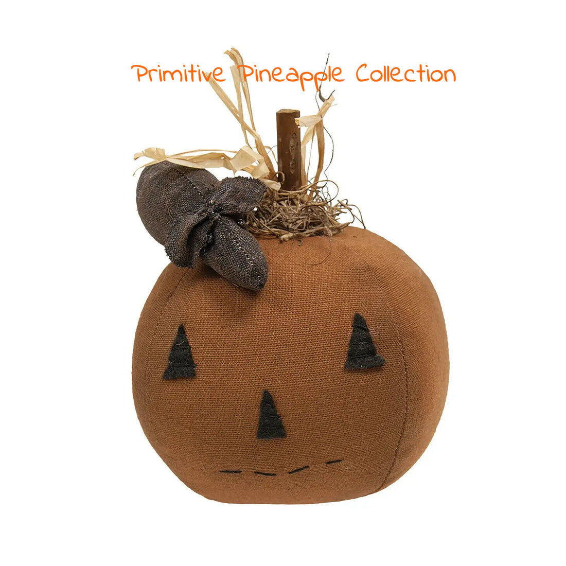 Primitive Farmhouse Halloween Fabric Jack O Lantern Pumpkin with Mouse 6.5&quot; - The Primitive Pineapple Collection